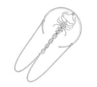 Lurrose Bracciale Rigido Strass Gotico da Fascia da Braccio, Bracciale Aperto Regolabile Polsino in Metallo Argentato, Gioielleria da Donna per Feste, Matrimoni e Cosplay