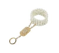 Lurrose Bracciale Vintage Donna Bianco in Rame Perle Artificiali e Pietre Decorative, Elastico, per Cerimonie di Premiazione e Piani di Pubbliche Relazioni