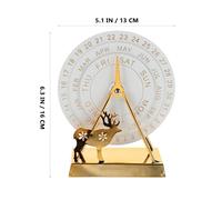 Lurrose Calendario perpetuo da scrivania girevole: calendario perpetuo rotante manuale con quadrante circolare con data, mese, della settimana, statua di cervo - Ornamento da scrivania, forniture per