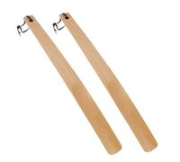 Lurrose Calzascarpe in Legno 38 Cm Set da 2 Pezzi Manico, Corna per Scarpe da Casa Portatile, Calzascarpe da Viaggio Leggero e Compatto per Uso Quotidiano