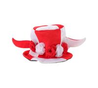 Lurrose Cappello con corna rosse e bianche, berretto morbido e divertente per travestimenti, cappello a cilindro con corna di bue da diavolo per partite di calcio, carnevale, feste, circo, Halloween e