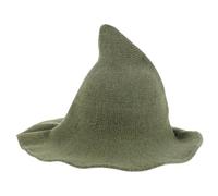 Lurrose Cappello da Strega Verde in Misto Lana Tesa Larga e Conica, Caldo e Traspirante, per Feste di Halloween e Eventi Autunnali All'aperto per Adulti