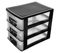 Lurrose Cassettiera in Plastica Nera a 3 Strati Cassetti Multi-livello, Organizer Compatto per Soggiorno e Ufficio, per Massimizzare lo Spazio e Ordinare Facilmente