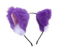 Lurrose Cerchietto con orecchie da gatto in sintetica - Cerchietto viola morbido con orecchie di animale per feste di Halloween - Accessorio per costume cosplay lupo volpe cane