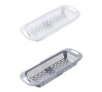 Lurrose Cestello Scolapiatti Retrattile Telescopico in Pp 2 Pezzi, Portafrutta e Portaoggetti da Lavello per Cucina, Accessorio Salvaspazio Foro per Appendere, Adatto per Scolatura