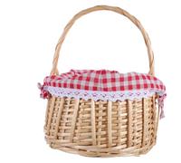Lurrose Cesto in Vimini con Manico, Cesto da Picnic in Vimini con Fodera | Cesto rotondo rustico in vimini intrecciato a mano, ideale per mercati contadini, composizioni floreali, frutta, pane e