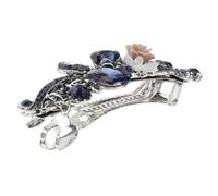 Lurrose Clip Fermaglio a Molla per Chioma in Lega Cristalli Neri per Chioma Donna Elegante e Resistente Accessorio per Donne e Ragazze