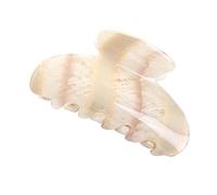 Lurrose Clip per Chioma Donna Grande in Acetato Bianco Design a Strisce Geometriche, Fermacapelli Elegante per Make-up e Lavaggio Viso, Resistente e Antiscivolo