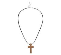 Lurrose Collana Croce in Legno per Uomo e Donna, Ciondolo Leggero e Artigianale Texture Liscia, per Preghiere Quotidiane e Feste di Natale