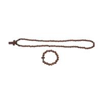 Lurrose Collana in Legno con Croce, Gioiello Religioso da Donna, Caffè | Preghiera Cristiana, per Meditazione Domestica e Funzione Religiosa, Superficie Liscia senza Rotture