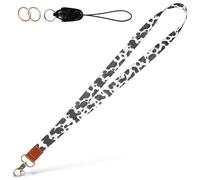 Lurrose Cordino da Collo Porta Badge con Motivo Mucca Set 4 Pezzi, Cordino per Chiavi e Telefono con Anelli Porta Chiavi, Laccio Corto Funzionale per Insegnanti, Studenti e Personale