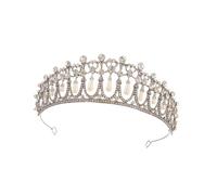 Lurrose Corona da Sposa con Cristalli e Perline in Lega Argento, Cerchietto per Chioma Elegante e Pratico, Accessorio per Matrimonio ed Evento Nuziale