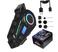 Lurrose Cuffie wireless per casco moto con microfono a cancellazione rumore, memoria per chiamate e musica, batteria per motociclisti