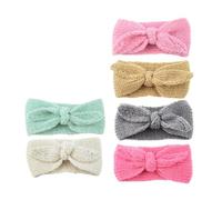 Lurrose Fascia per Chioma Bambina All'uncinetto Orecchie di Coniglio, Dettaglio Fiocco, Calda e Soffice in Lana Lavorata a Maglia, Stile Turbante Chunky