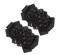 Lurrose Fermagli per Scarpe Fiocco di Nastro e Clip Gioiello, 1 Paio Accessori per Scarpe Donna per Matrimoni e Serate Eleganti Colore Nero