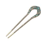 Lurrose - Fermaglio per capelli con cristalli alla moda, delicato a forma di U, a doppia dentatura, per donne e ragazze