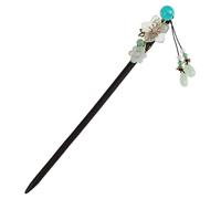 Lurrose - Fermaglio per capelli con perline di fiori cinesi giapponesi con nappa, in giada, con ciondolo in stile vintage, per donne e ragazze