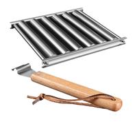 Lurrose Folding Grill, Portable Grill Rack, Griglia Portatile Smontabile in Acciaio Inox per Hot Dog e Salsicce, Can Bake Multiple Sausages at The Same Time, per Garden Party