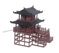 Lurrose Miniatura Edificio Luminoso Pagoda in Plastico Marrone, LED, per Casetta in Miniatura e Acquario, Decorazione Giardino Zen e Fairy Garden