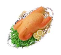 Lurrose Modello di pollo arrosto in miniatura - Simulazione di cibo di scena con texture realistica per la decorazione della cucina della casa delle bambole e per il gioco di finzione