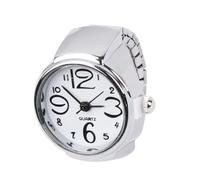 Lurrose Orologio ad Anello per Coppie 2 Pezzi in Metallo Bianco Mini Display Orario Creativo e Comodo come Regalo