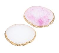 Lurrose Palette per Manicure in Resina Dorata 2 Pezzi Bordo Smussato, Piastra Compatta per Miscelazione Colori Smalto e Gel, Tavolozza Nail Art Multifunzione per Unghie e Trucco da