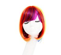 Lurrose parrucca arcobaleno Bob Parrucca colorata capelli corti lisci parrucca per donne donne Halloween Party