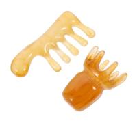 Lurrose Pettine 2 Pezzi in Resina e Cera D'api per Massaggio Capelluto Design Arrotondato per Massaggio Testa e Collo del Cuoio Capelluto