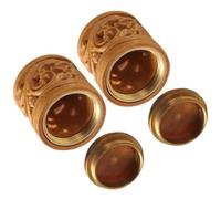 Lurrose Porta Profumo Intagliato in Legno Sintetico 2 Pezzi, Decorazione Vintage Resistente per Auto e Scrivania, Elegante Charm Sospeso Khaki