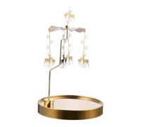 Lurrose Portacandela natalizio con renna, in metallo, girevole, portacandela a forma di carosello, decorazione da tavolo per feste di Natale, matrimoni, Capodanno, feste, camino, accessori fotografici