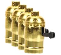 Lurrose Portalampada Base in Metallo Vintage E27/e26, Kit 4 Pezzi per Sostituzione e Riparazione Lampade, Compatibile Lampadine Standard, per Casa, Ufficio, Ristorante e Bar