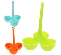 Lurrose Portauova in Silicone 3 Pezzi 3 Scomparti e Manico, Resistente al Calore, per Cuocere Uova Fresche al Vapore in Cucina, Sicuro per Forno e Microonde Colore Casuale