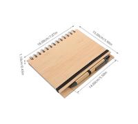 Lurrose Quaderno Portatile con Penna in Bambù, Blocco Note da Ufficio con Copertina in Bambù Robusto e Rilegatura a Spirale, Taccuino Tascabile per Studenti e Professionisti, Ampio Spazio