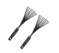 Lurrose Rastrello da Giardino a 9 Denti in Plastica con Manico Ergonomico Antiscivolo Set da 2 Pezzi per Foglie e Rimozione Erbacce Attrezzo Manuale per Giardinaggio Esterno