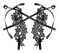 Lurrose Sandali a Piedi Nudi in Pizzo Nero da Donna, Sandali per Matrimonio e Feste, Cavigliera Leggera e Traspirante Lacci, Accessorio Decorativo per Look Estivo Elegante