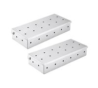 Lurrose Scatola per Affumicatura in Acciaio Inossidabile 2 Pezzi per Barbecue e Grigliate, Compatibile Pellet Grill, per Carne Stagionata e Salsicce