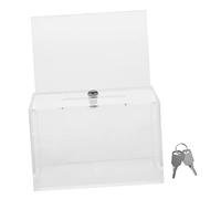 Lurrose Scatola Per Donazioni in Acrilico Trasparente 12x15,8x20,5 Cm, Cassetta Per Fondi e Suggerimenti Pubblici, Urna Elettorale Chiudibile a Chiave Per Eventi Di Beneficenza e Voto Pubblico