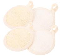 Lurrose Scrub Esfoliante Viso in Luffa Naturale 4 Pezzi 8X8 CM Dischetti Morbidi per Pulizia Quotidiana Donna e Viaggio