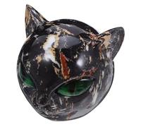 Lurrose Scultura Testa di Gatto in Resina Nera con Occhi Verdi Decorazione Artistica Contemporanea per Scrivania e Casa Figurina Elegante e Resistente per Amanti dei Gatti