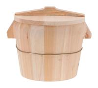Lurrose Secchio Vapore per Riso in Legno Naturale con Coperchio Ergonomico Design Pratico con Fondo Estraibile per Pulizia Facile per Cucina Domestica e Uso Quotidiano