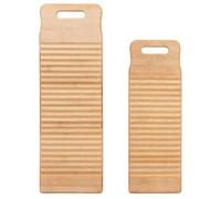 Lurrose Set 2 Mini Asse da Lavare in Bambù 40x15+50x18 Cm, Tavole per Bucato Manuale Foro Sospensione, Superficie Antiscivolo per Lavaggio Panni Ragazzo Ragazza e Uso Domestico