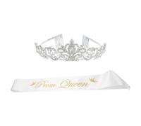 Lurrose Set 2 Pezzi Corona di Strass e Fascia da Reginetta per Ballo di Fine Anno, Accessori Chioma per Matrimoni e Feste Serali, Pettini Antiscivolo per Chioma Eleganti