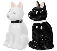 Lurrose Set 2 Pezzi Saliera da Cucina in Ceramica Coperchio Ermetico Barattoli per Condimenti Piccoli a Forma di Cane Contenitori per Pepe e Sale Decorativi per Cucina