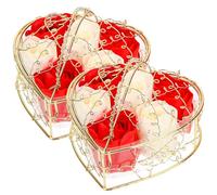 Lurrose Set 2 Pezzi Saponi Decorativi a Forma di Rosa Rossa e Bianca, Sapone ai Fiori Profumato per Bagno e Camera, Regalo Romantico per San e Anniversario
