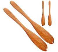 Lurrose Set 4 Spatole per Burro e Marmellata in Legno di Nanmu, Coltelli Spalmaburro Naturali per Panna, Formaggio e Pane, Utensili da Cucina Ecologici per Uso Quotidiano