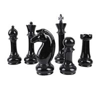 Lurrose Set 6 Pezzi Soprammobili Scacchi in Ceramica Nera, Decorazione Artistica per Camera da Letto e Soggiorno Aspetto Delicato e Stile Classico