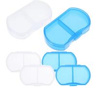 Lurrose Set 6 Piccoli Contenitori in Plastica Pp Portapillole Compatto e Portatile 2 Scomparti per Viaggi di Lavoro e Uscite