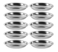Lurrose Set da 10 Piatti Rotondi in Acciaio Inox 9 Cm, Piccoli Piatti per Salsa e Condimenti, per Cucina Domestica e Ristoranti, Impilabili e Facili da Pulire