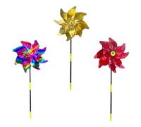 Lurrose Set da 3 Girandole per Uccelli Riflettenti in Pet Resistente, Mulino a Vento Colorato per Giardino e Balcone, Strumento di Esilio del Vento per Protezione Frutteti e Cortili