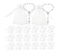 Lurrose Set di 25 rosari per Battesimo - Mini rosari - Bomboniere per Eventi Religiosi con Sacchetto in Organza per Battesimo, cresima e Prima Comunione cattolici